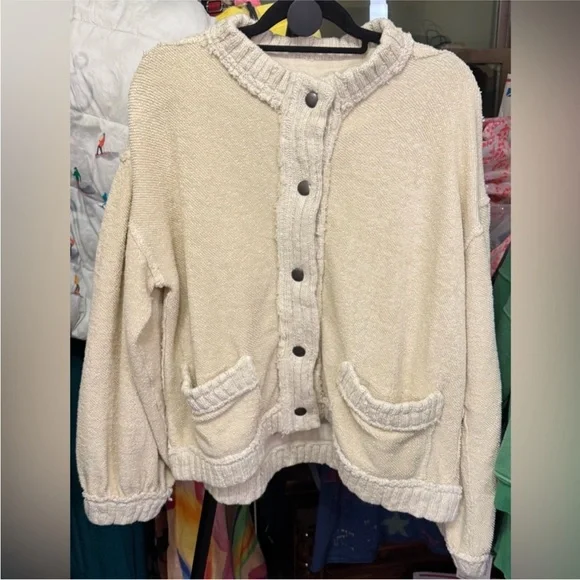 NWOT Free People We The Free Cute In This Cardi - Tea Ivory Cream - Large - Picture 8 of 10